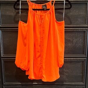 Vince Camuto Bright Orange Cold Shoulder Blouse